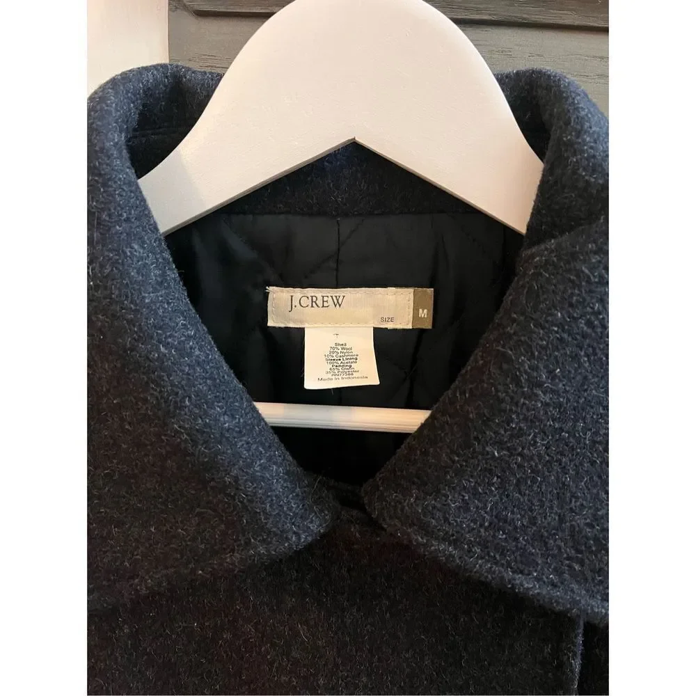J. Crew Charcoal Wool Cashmere Blend A-Line Pea Coat sz M EUC - Picture 3 of 11